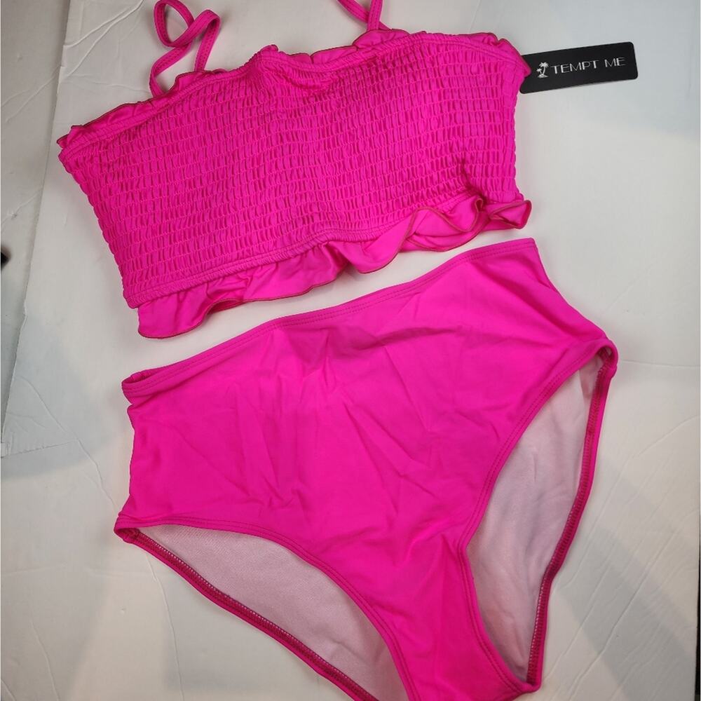 Barbie Pink New 2 Piece Swimsuit High‎ Waist NWT Size M